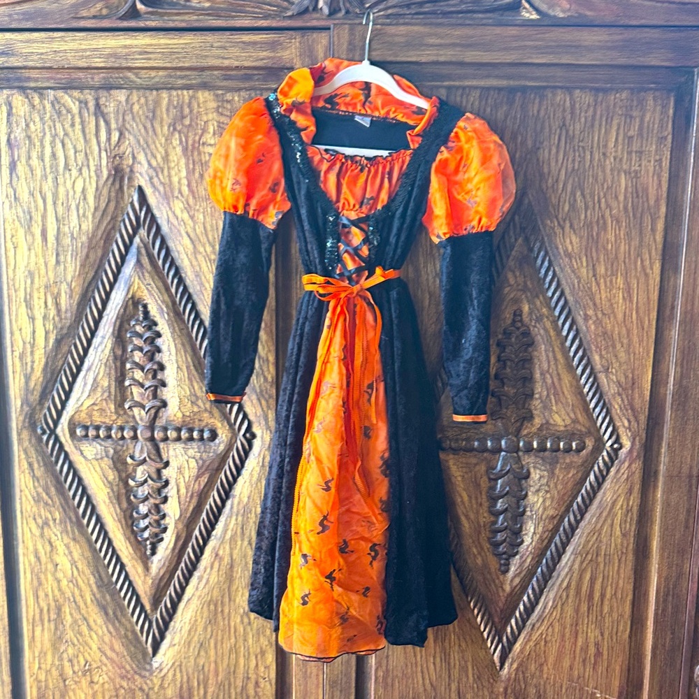 Orange and Black Kids Witch Costume